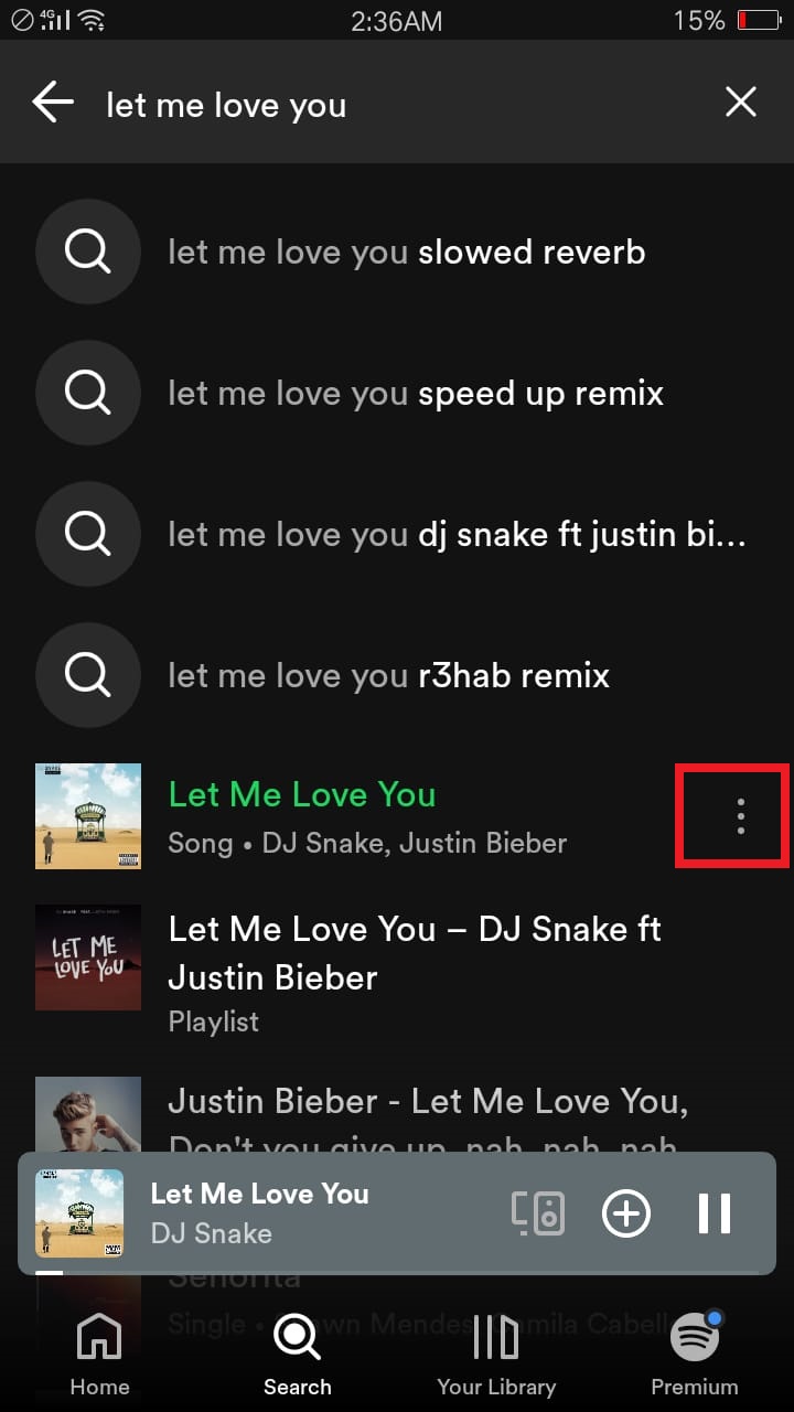 click on three dot in spotify app