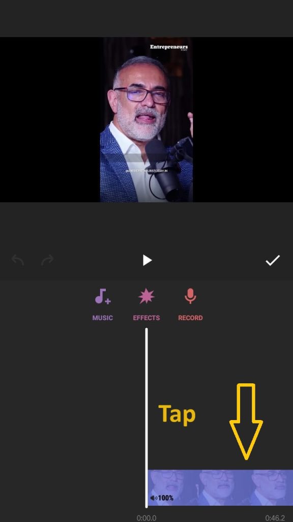 tap on video timeline